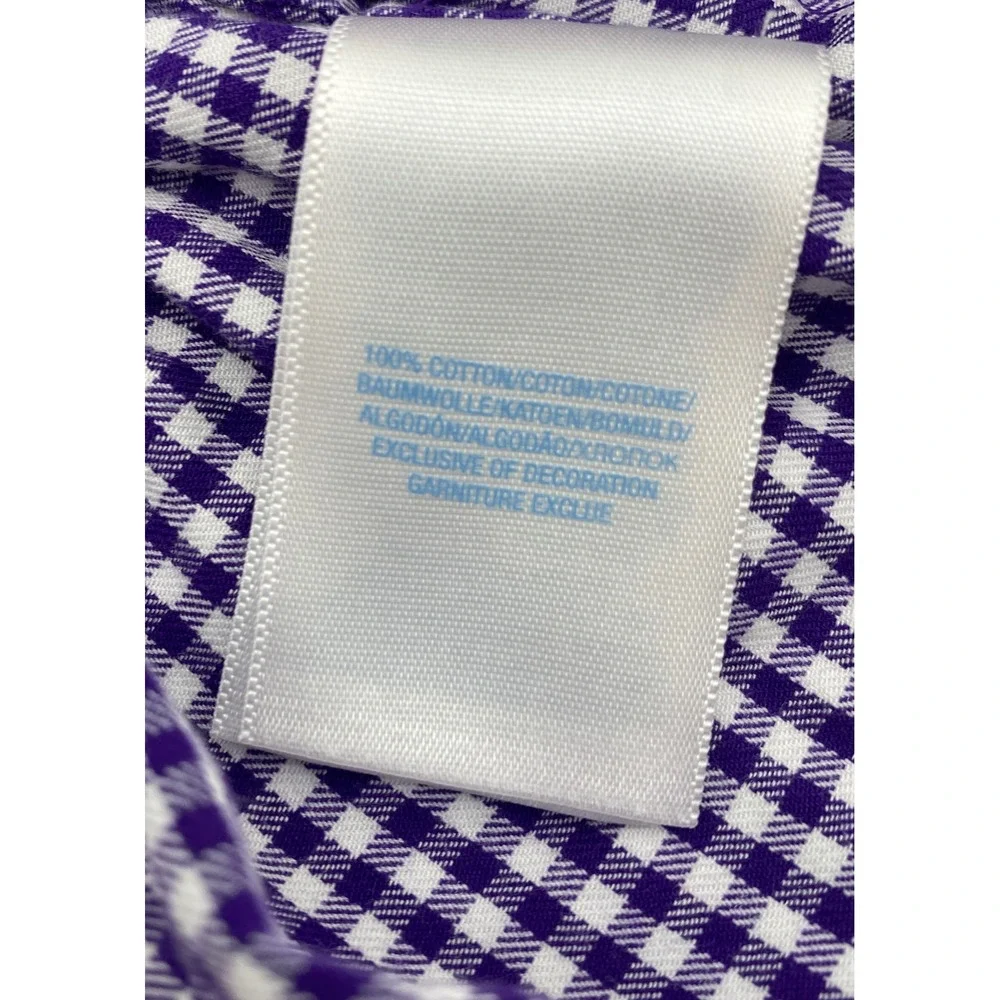 Ralph Lauren Purple Gingham Ruffle Front Cotton Dress 24M Toddler Girls Long Slv